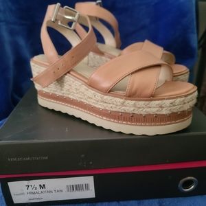 Vince Camuto platform Himalayan tan sandals